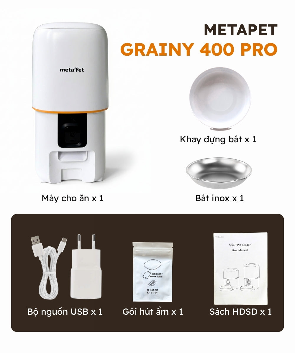 Máy Cho Thú Cưng Ăn Tự Động metaPet GRAINY 400 Pro