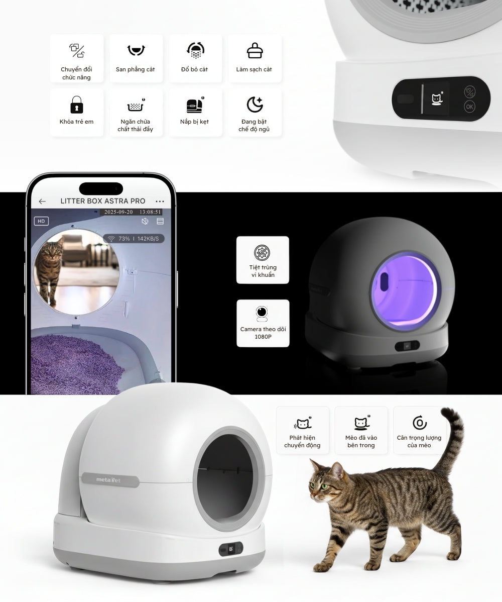Máy Dọn Vệ Sinh Tự Động Cho Mèo METAPET ASTRA 7200 Pro