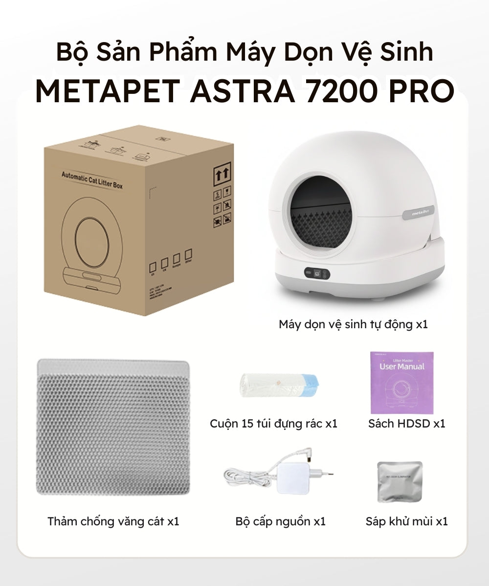 Máy Dọn Vệ Sinh Tự Động Cho Mèo METAPET ASTRA 7200 Pro