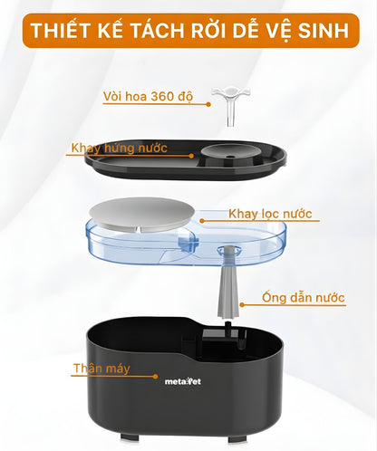 Máy Lọc Nước Cho Thú Cưng Tự Động METAPET MIO 280 Màu Đen